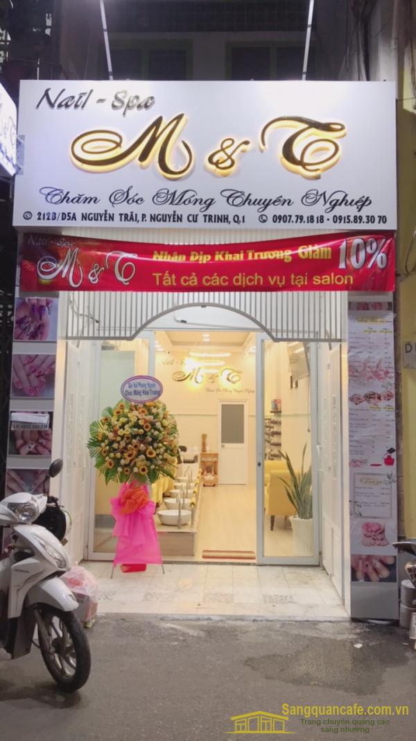 Sang nhanh tiệm Nail & Spa mặt tiền đường Nguyễn Trãi, trung tâm thương mại quận 1.