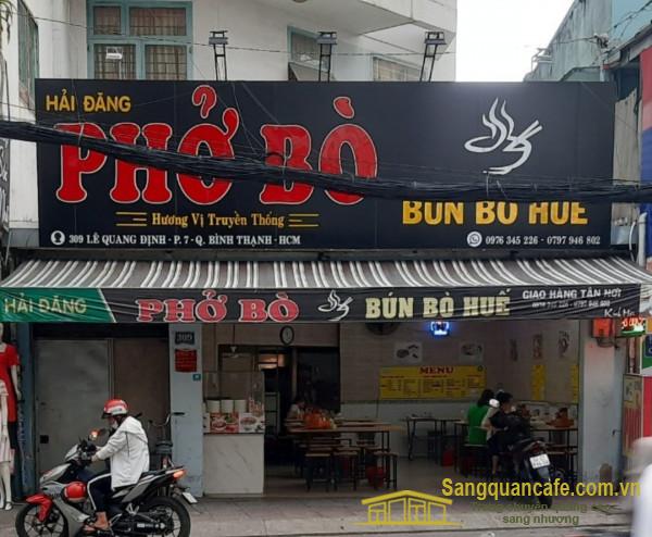Cần sang nhanh quán phở đường Lê Quang Định, phường 7, quận Bình Thạnh.